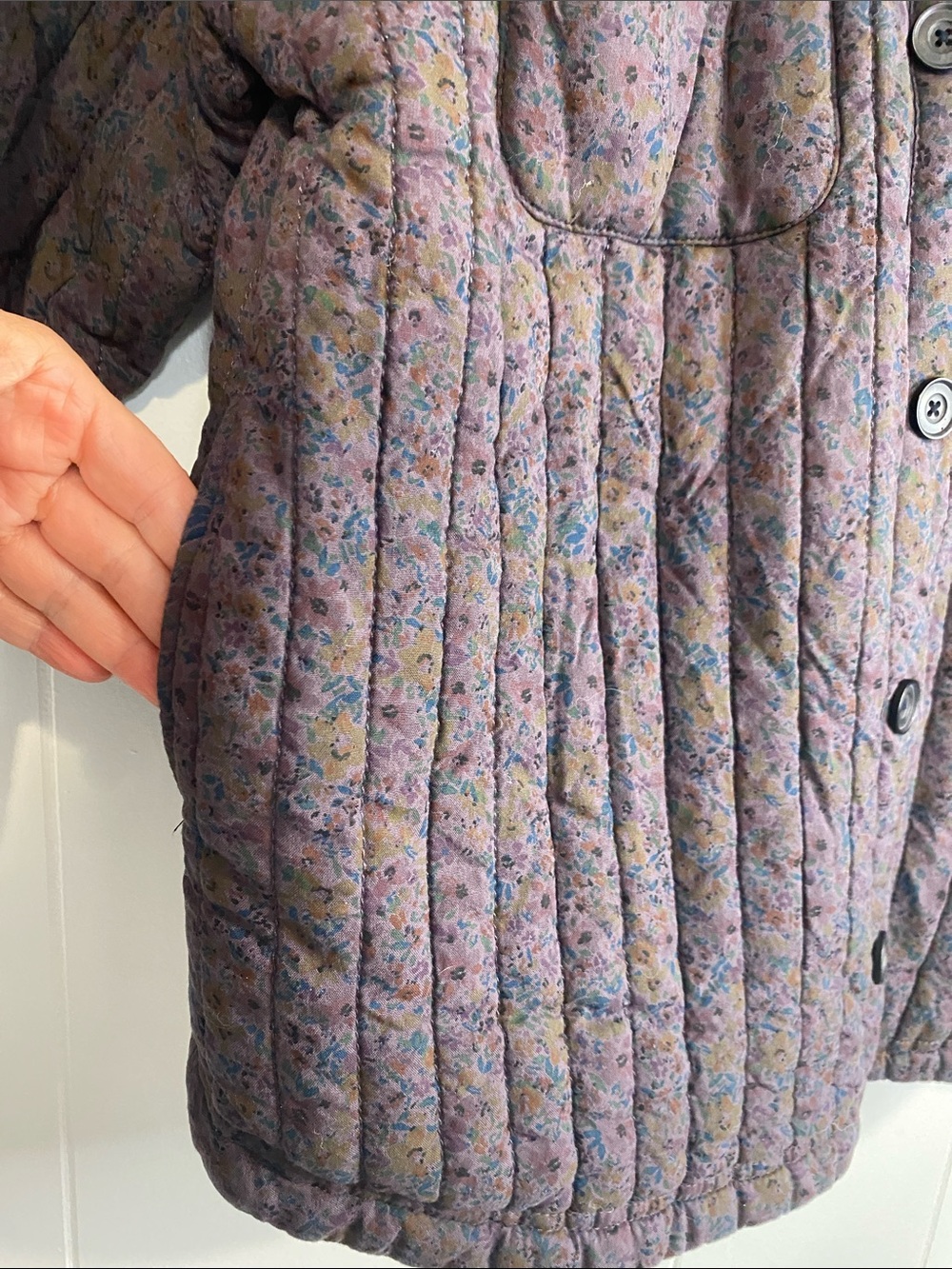 Boho Floral Quilted Chore Jacket Shacket Patchwork Prairie Folk Cottagecore XS - Picture 8 of 13